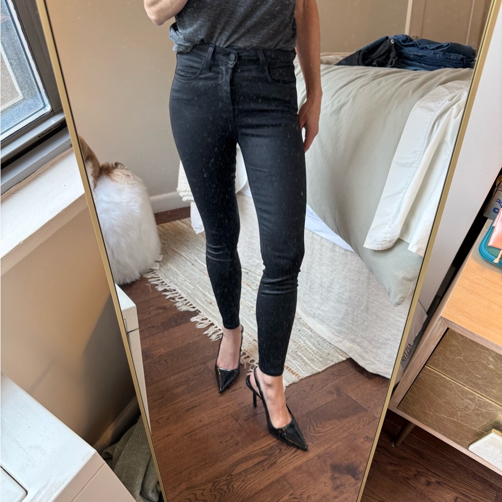 L'AGENCE Black Margot Coated Jeans